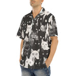 Hawaiian Shirt Black and White Cats Art