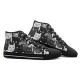 High-Top Canvas Shoes Black and White Cats Art