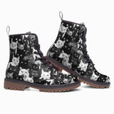 Leather Boots Black and White Cats Art