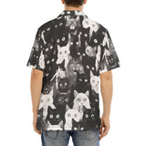 Hawaiian Shirt Black and White Cats Art
