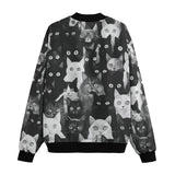 Bomber Jacket Black and White Cats Art