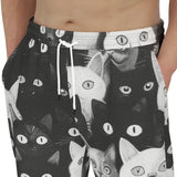 Men's Sweatpants Black and White Cats Art