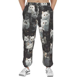 Men's Sweatpants Black and White Cats Art