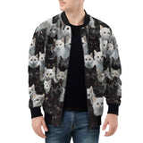 Bomber Jacket Black and White Cats Art