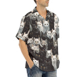 Hawaiian Shirt Black and White Cats Art
