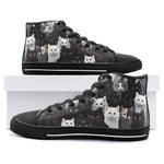 High-Top Canvas Shoes Black and White Cats Art