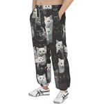 Men's Sweatpants Black and White Cats Art