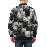 Bomber Jacket Black and White Cats Art