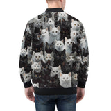 Bomber Jacket Black and White Cats Art