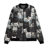 Bomber Jacket Black and White Cats Art
