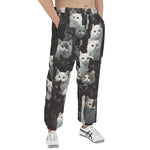 Men's Sweatpants Black and White Cats Art