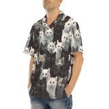Hawaiian Shirt Black and White Cats Art