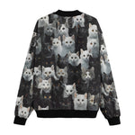 Bomber Jacket Black and White Cats Art
