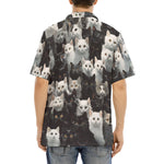 Hawaiian Shirt Black and White Cats Art