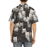 Hawaiian Shirt Black and White Cats Art