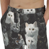 Men's Sweatpants Black and White Cats Art