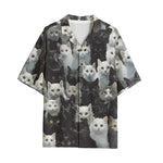 Hawaiian Shirt Black and White Cats Art