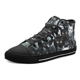 High-Top Canvas Shoes Black and White Cats Art