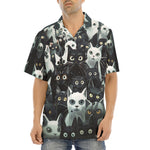 Hawaiian Shirt Black and White Cats Art