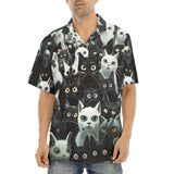 Hawaiian Shirt Black and White Cats Art