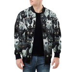 Bomber Jacket Black and White Cats Art