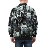 Bomber Jacket Black and White Cats Art