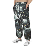 Men's Sweatpants Black and White Cats Art