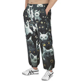 Men's Sweatpants Black and White Cats Art