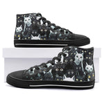 High-Top Canvas Shoes Black and White Cats Art