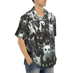 Hawaiian Shirt Black and White Cats Art