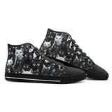 High-Top Canvas Shoes Black and White Cats Art