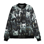 Bomber Jacket Black and White Cats Art
