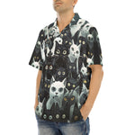 Hawaiian Shirt Black and White Cats Art