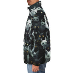 Down-Padded Puffer Jacket Black and White Cats Art