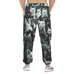 Men's Sweatpants Black and White Cats Art