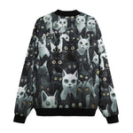 Bomber Jacket Black and White Cats Art