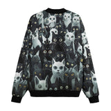 Bomber Jacket Black and White Cats Art