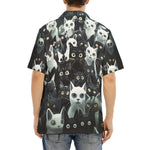 Hawaiian Shirt Black and White Cats Art
