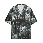 Hawaiian Shirt Black and White Cats Art