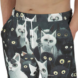 Men's Sweatpants Black and White Cats Art