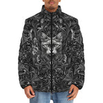 Down-Padded Puffer Jacket Gray Cats Collage
