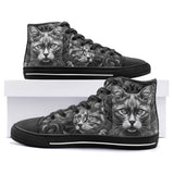 High-Top Canvas Shoes Gray Cats Collage