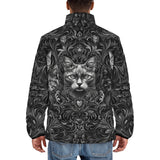Down-Padded Puffer Jacket Gray Cats Collage