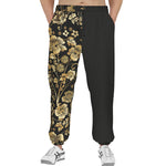 Men's Sweatpants Side Flowers Golden Ornament