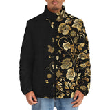 Down-Padded Puffer Jacket Side Flowers Golden Ornament