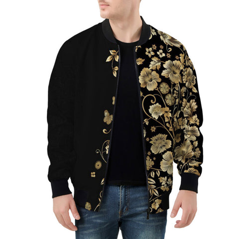 Bomber Jacket Side Flowers Golden Ornament