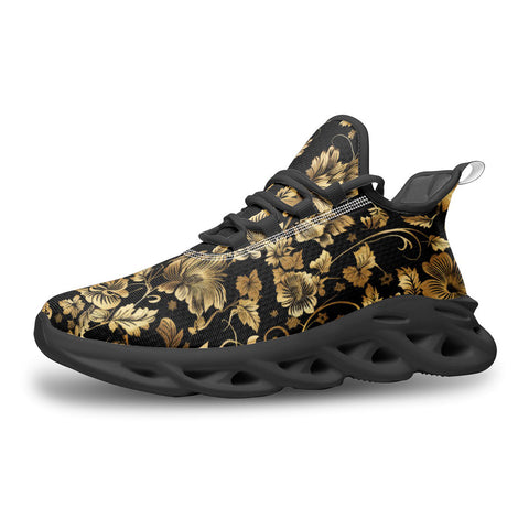Sports Mesh Sneakers Flowers Golden Ornament