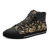 High-Top Canvas Shoes Flowers Golden Ornament