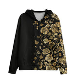 Men's Zip Up Hoodie Side Flowers Golden Ornament