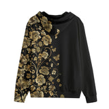 Men's Zip Up Hoodie Side Flowers Golden Ornament